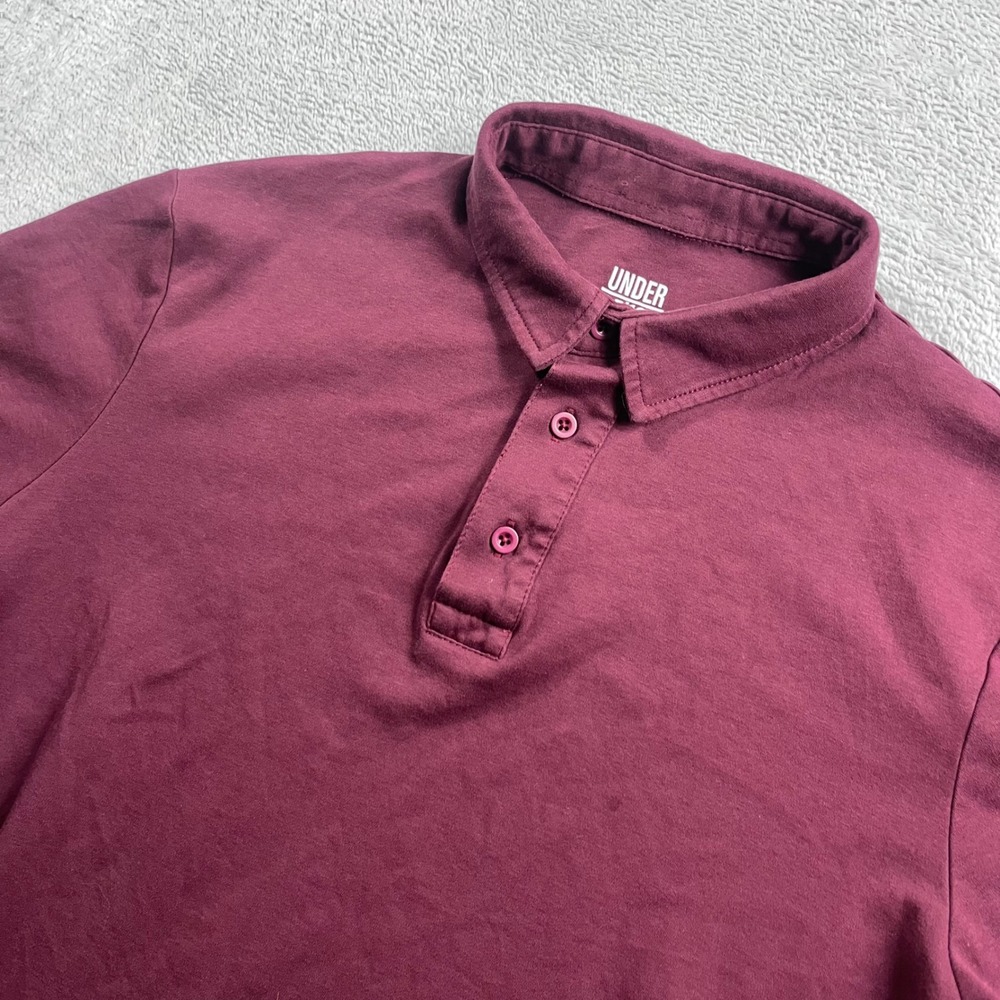 Under 5'10 Mens Pima Cotton‎ Polo Shirt Burgundy Short Sleeve Small